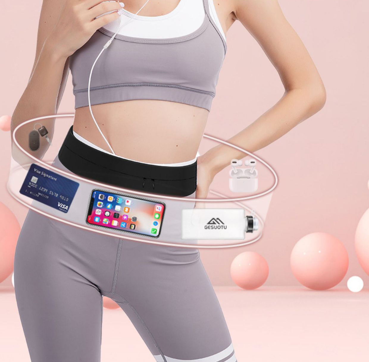 Running Belt Waist Bag with Wa - Running Gear Water ulasan dan harga